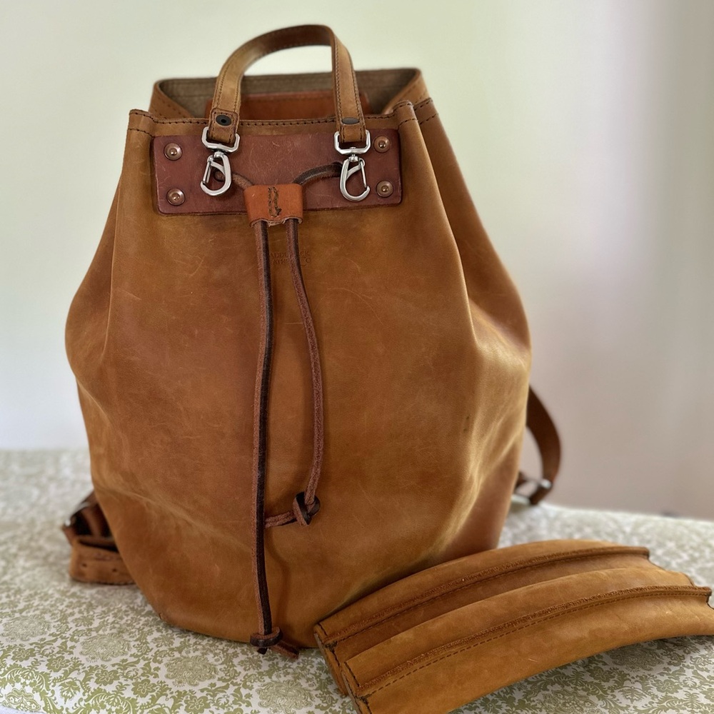 Saddleback Leather Drawstring Backpack in Tobacco